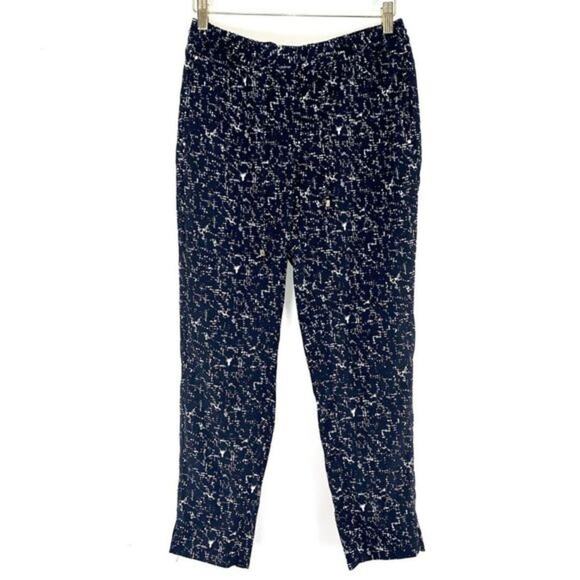 H&M High Waisted Angle Crop Pants Track Joggers Size 8 Black White Print - Picture 1 of 6